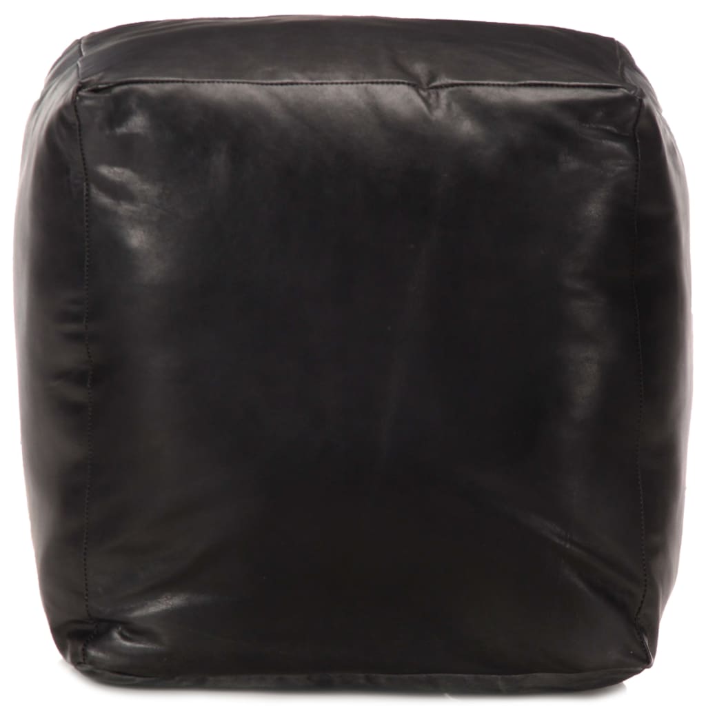 pouf, black, 40x40x40 cm, natural goat leather