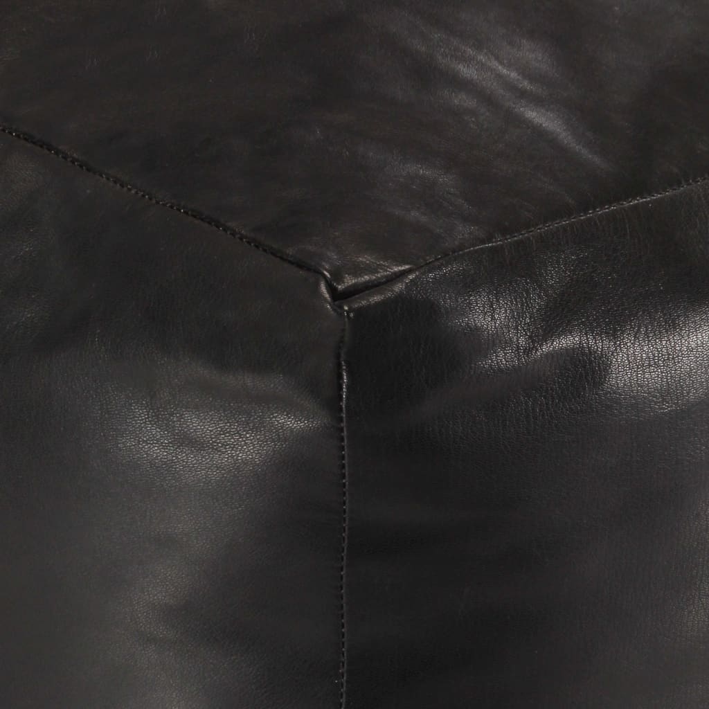 pouf, black, 40x40x40 cm, natural goat leather