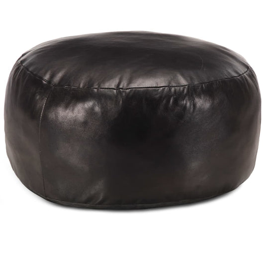 pouf, black, 60x30 cm, natural goat leather