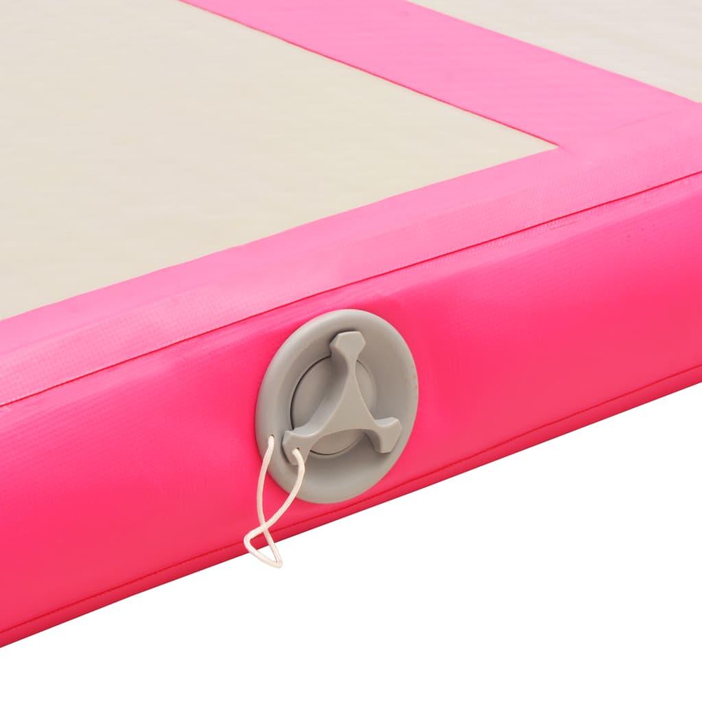 piepūšams vingrošanas paklājs ar pumpi, 800x100x10 cm, rozā PVC - amshop.lv