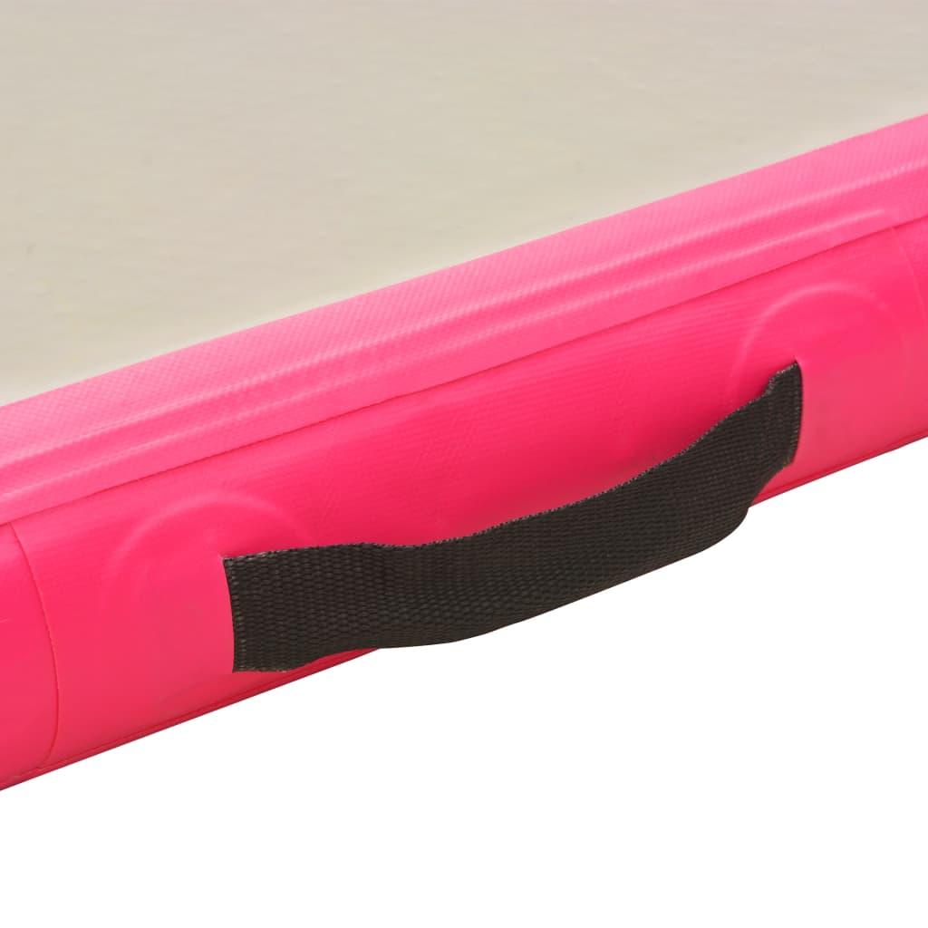piepūšams vingrošanas paklājs ar pumpi, 800x100x10 cm, rozā PVC - amshop.lv