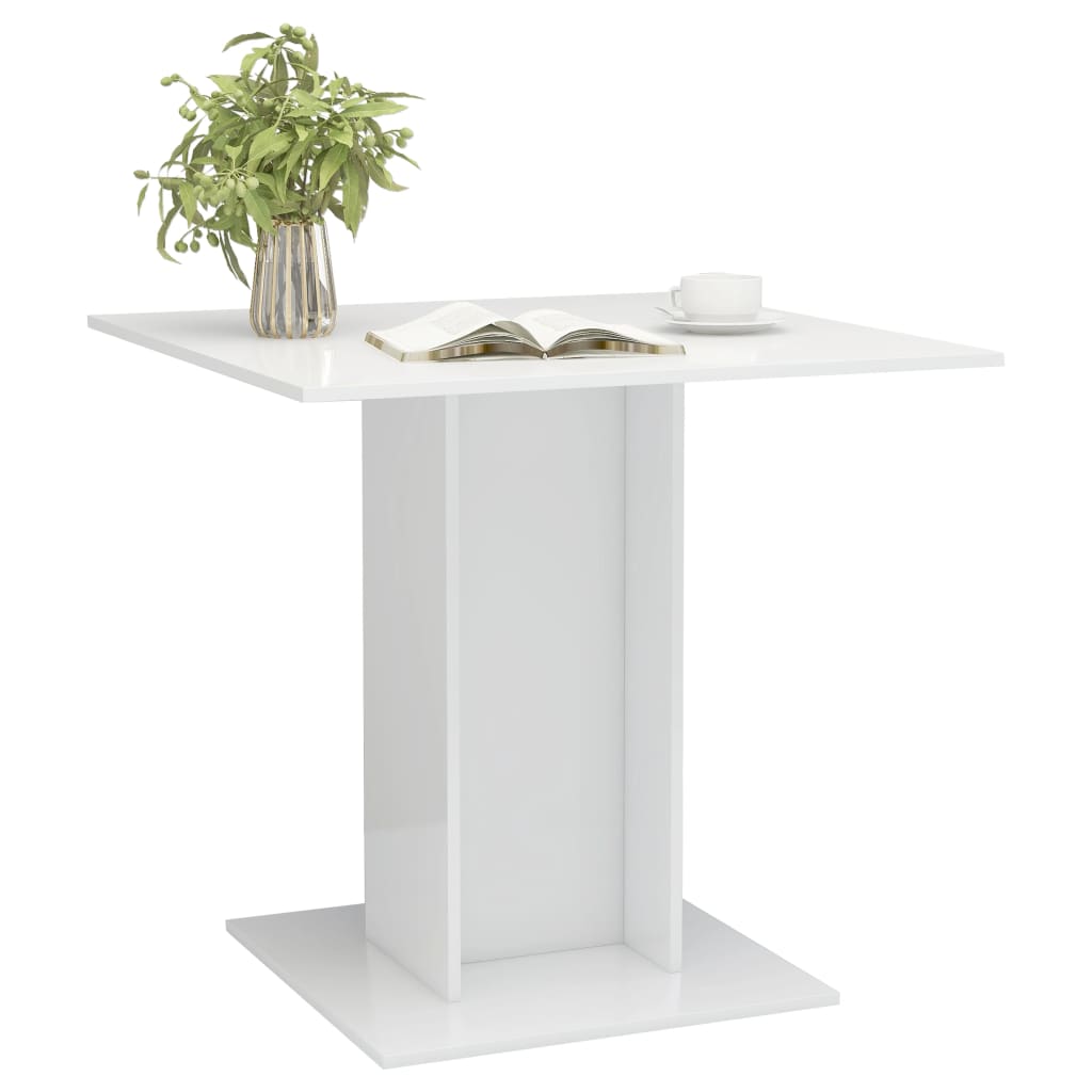 virtuves galds, 80x80x75 cm, spīdīga balts, skaidu plāksne