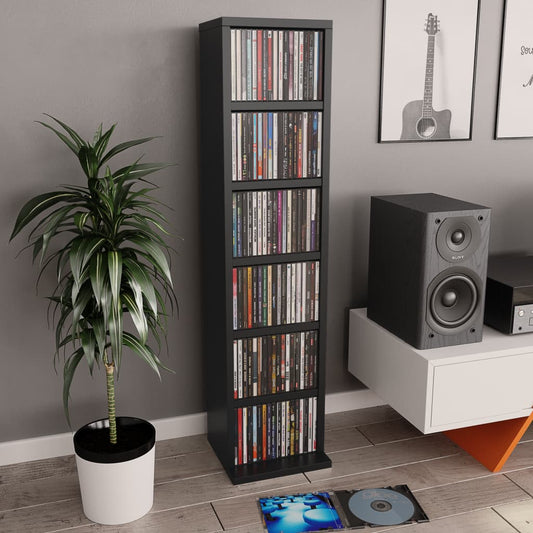 CD skapītis, melns, 21x20x88 cm, inženierijas koks