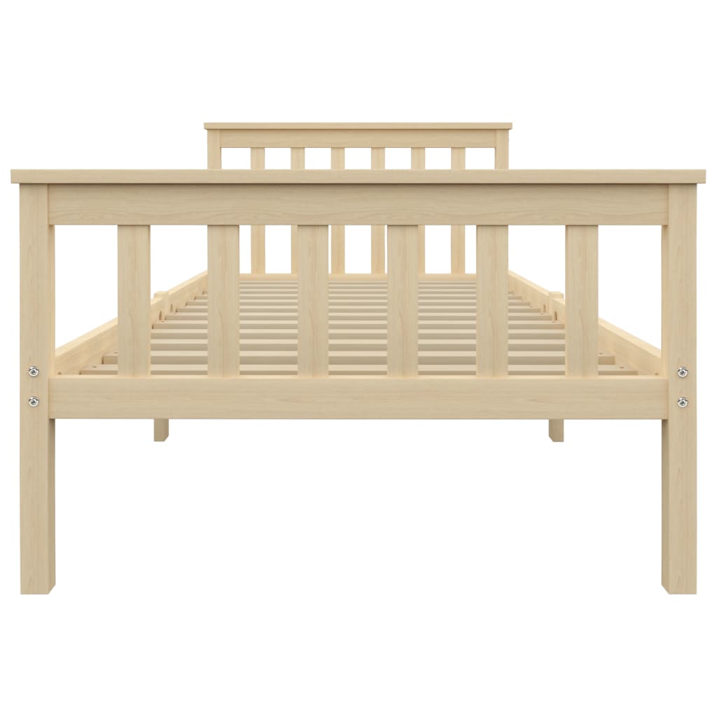 bed frame, light wood color, solid pine wood, 100x200 cm