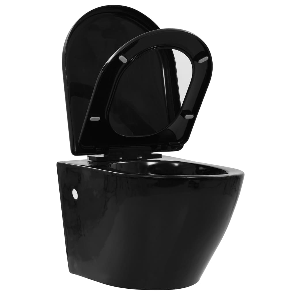 toilet bowl, wall-mounted, black ceramic