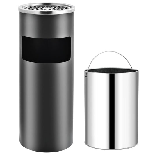 waste bin with ashtray, gray, 30 L, steel