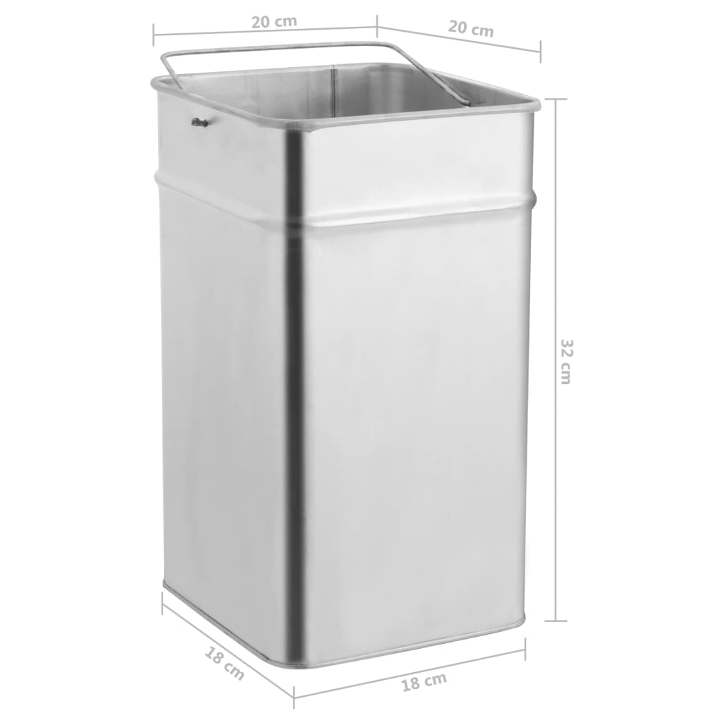 garbage can with ashtray, 36 L, stainless steel