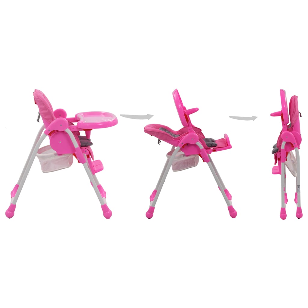 bērnu barošanas krēsls, rozā ar pelēku