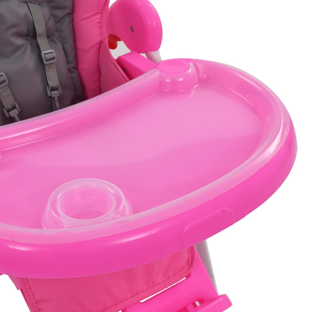 bērnu barošanas krēsls, rozā ar pelēku