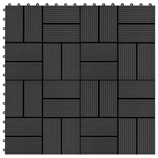 terases flīzes, 22 gab., WPC, 30x30 cm, 2 m2, melnas