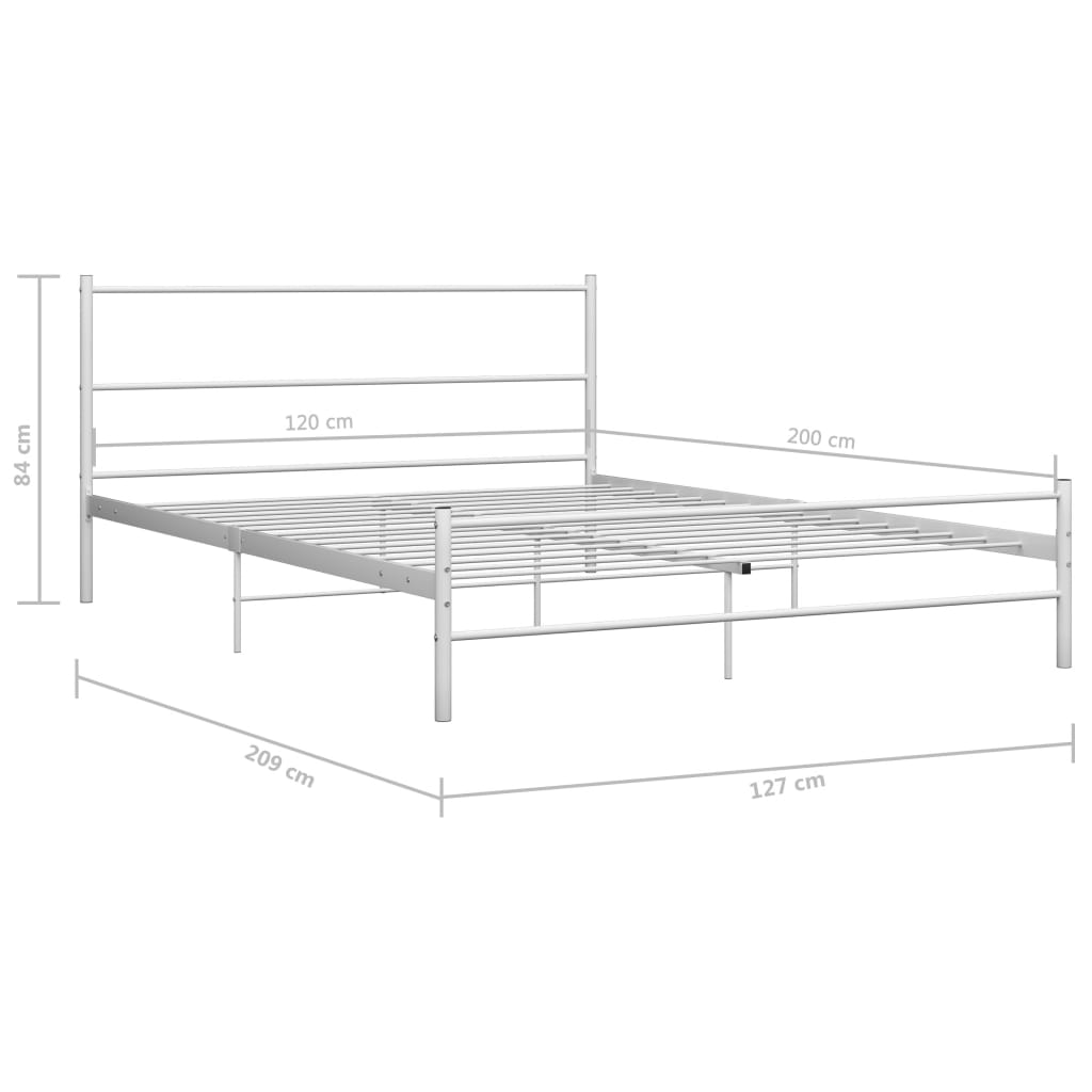 bed frame, white metal, 120x200 cm