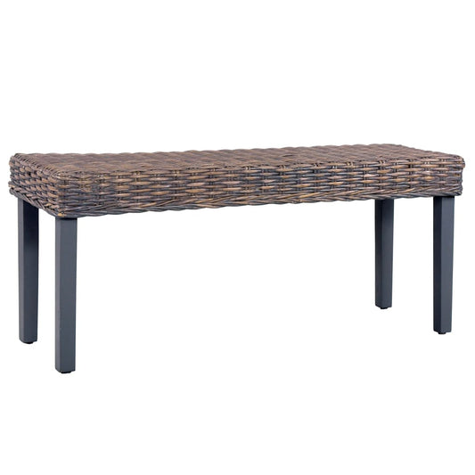 bench, 110 cm, gray, natural Cuban rattan, solid mango wood