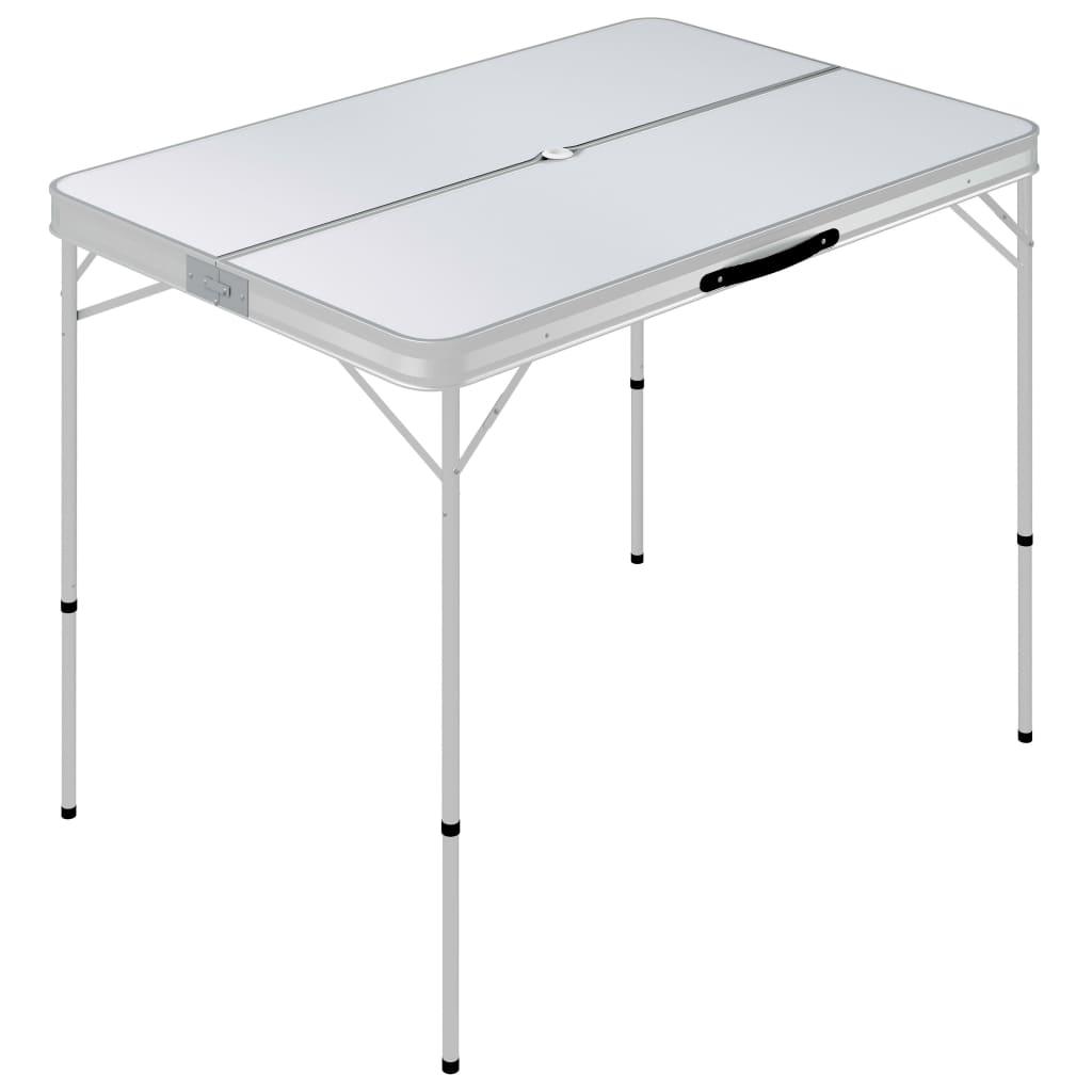 saliekams kempinga galds ar 2 soliem, alumīnijs, balts - amshop.lv