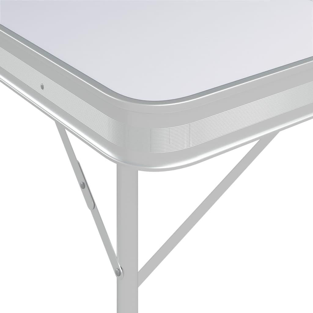 saliekams kempinga galds ar 2 soliem, alumīnijs, balts - amshop.lv
