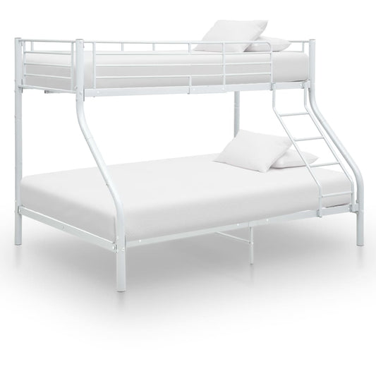 bunk bed frame, white metal, 140x200/90x200 cm