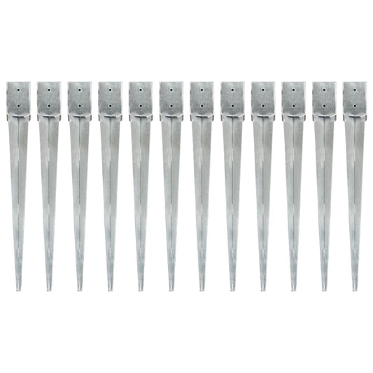 ground pegs, 12 pcs., silver color, 10x10x91 cm, steel