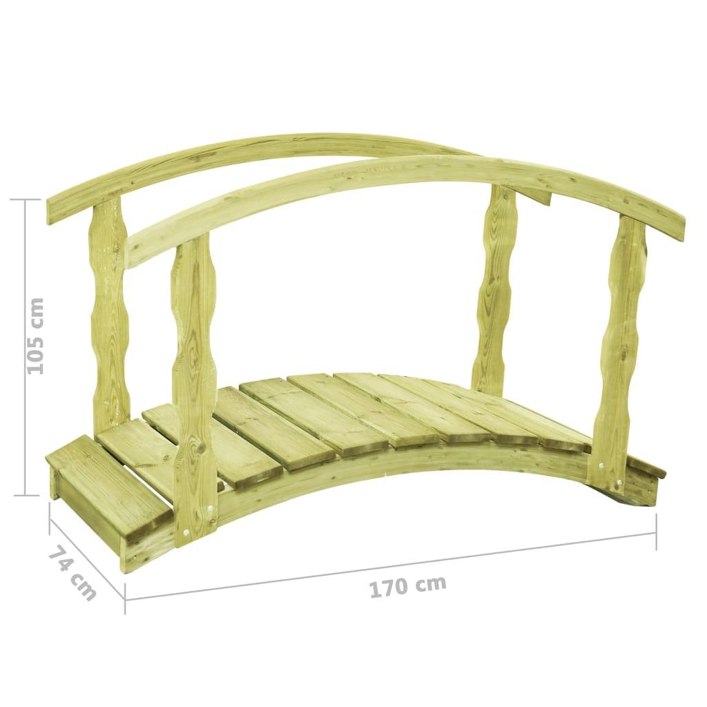 dārza tiltiņš ar margām, 170x74x105 cm, impregnēts priedes koks - amshop.lv