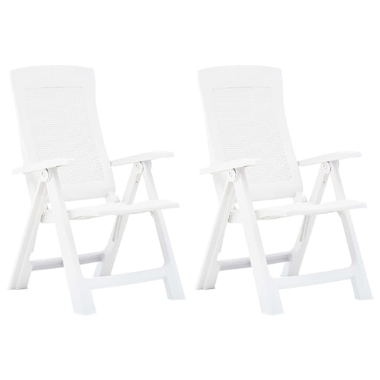 садовые стулья с откидной спинкой, 2 шт., белый пластик