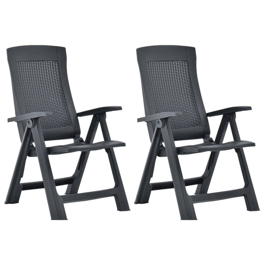 садовые стулья с откидной спинкой, 2 шт., пластик антрацитово-серого цвета