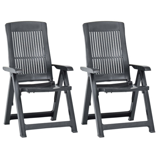садовые стулья с откидной спинкой, 2 шт., пластик антрацитово-серого цвета