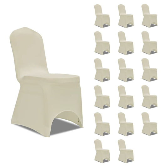 chair covers, 18 pcs., cream colored elastic fabric