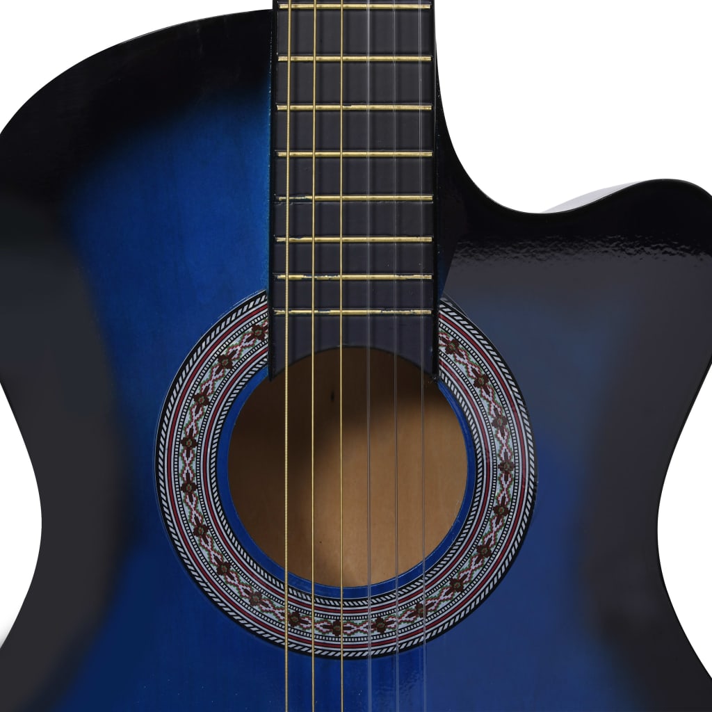 klasiskā ģitāra ar 6 stīgām, vesterna stils, 38", zila