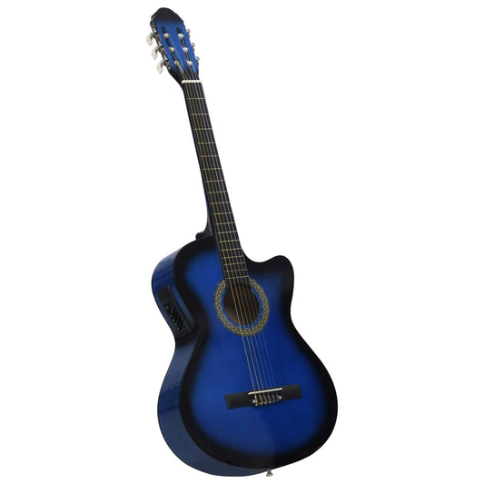 классическая гитара, эквалайзер, 6 струн, вестерн, синяя