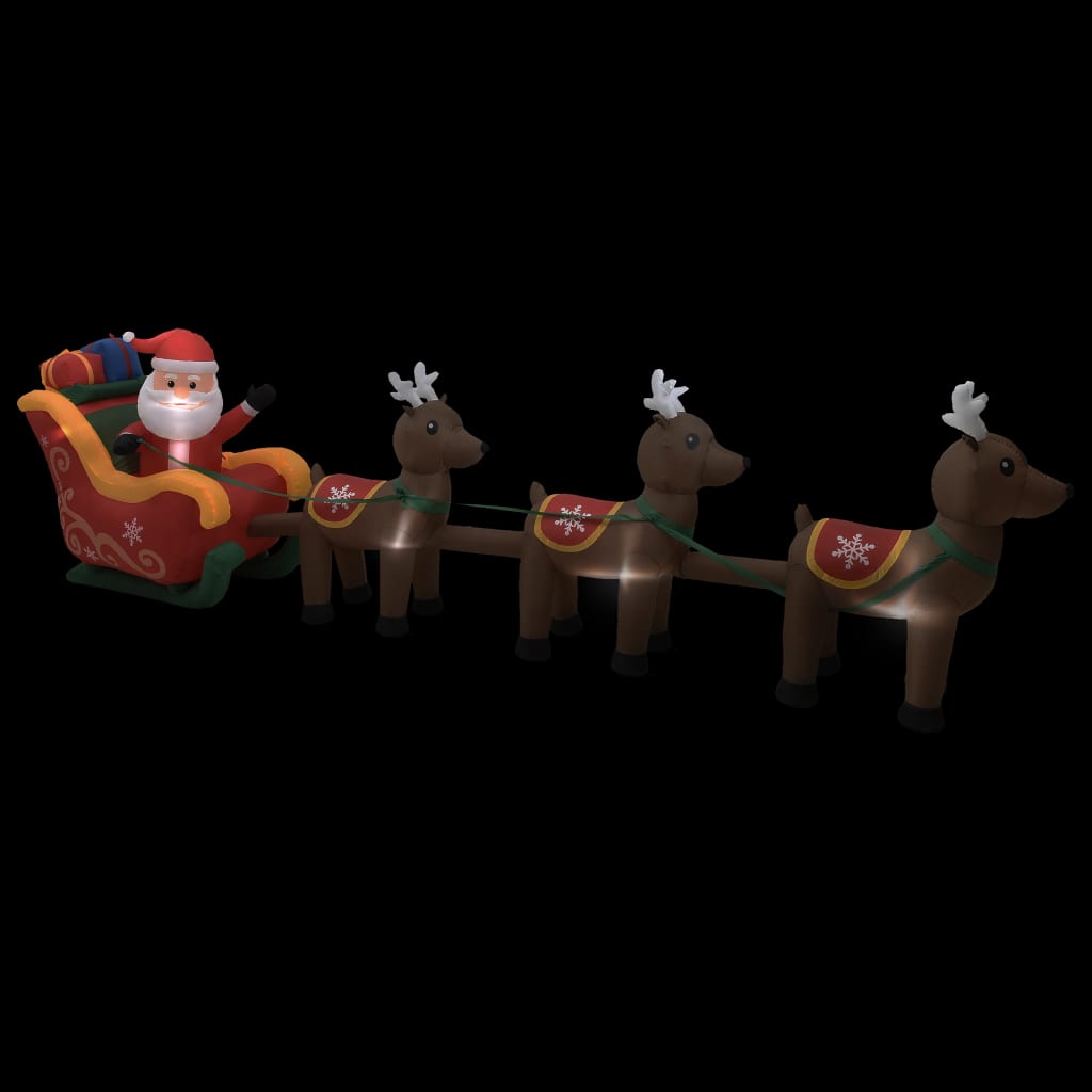 надувное новогоднее украшение, Дед Мороз и олени, 490 см