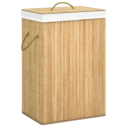 laundry basket with 2 compartments, bamboo, 72 L