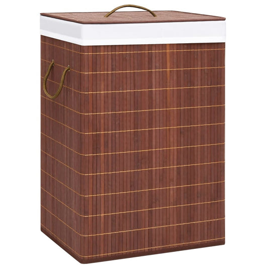 laundry basket with 2 compartments, bamboo, brown, 72 L