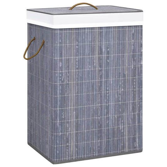 laundry basket with 1 compartment, bamboo, gray