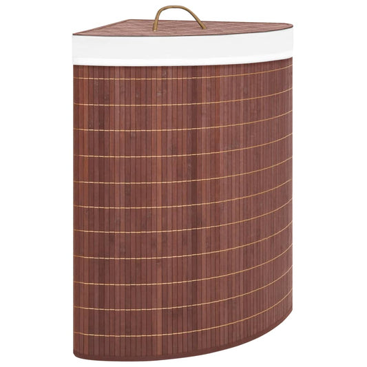 corner laundry basket, brown bamboo, 60 L