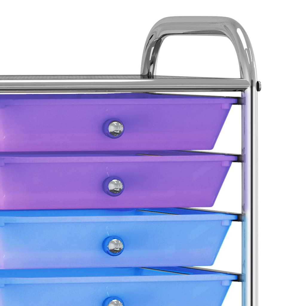 storage trolley, 10 drawers, colored plastic