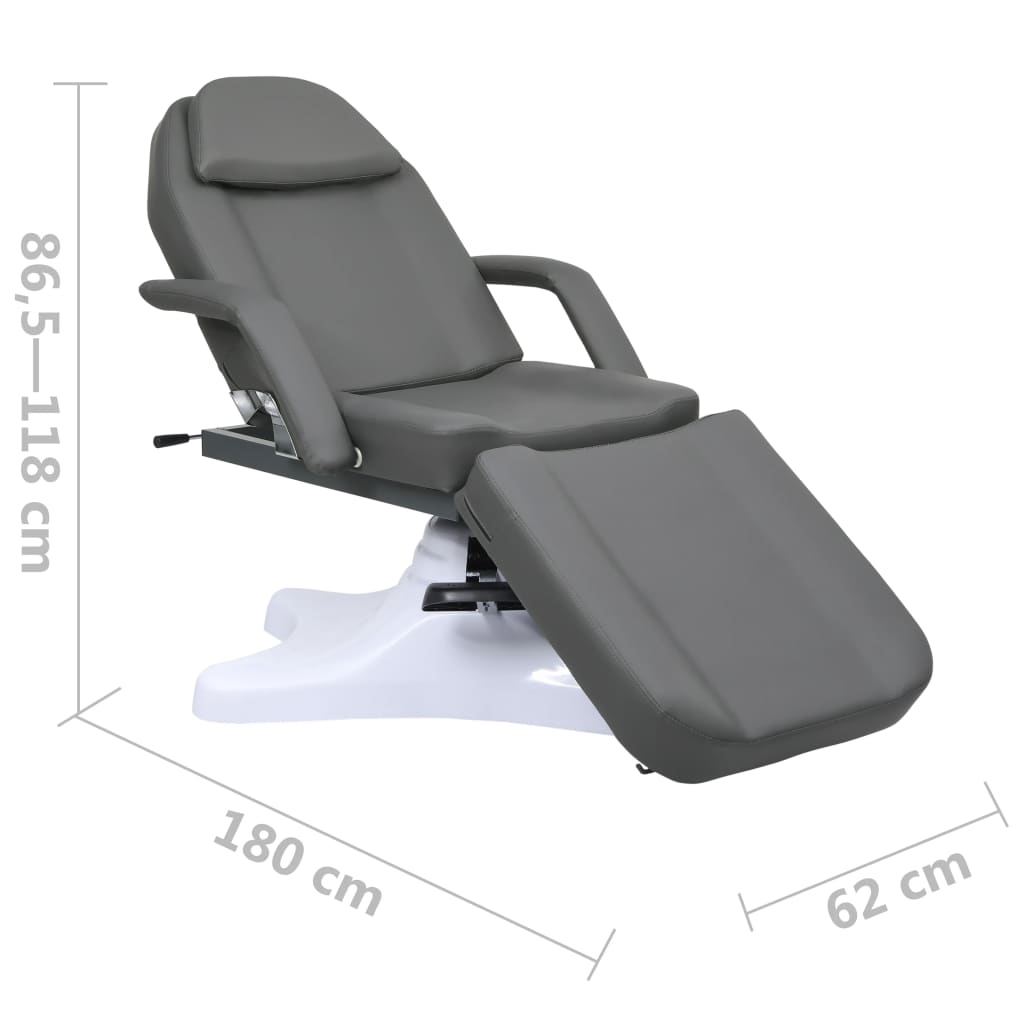 massage table, gray, 180x62x(86.5-118) cm