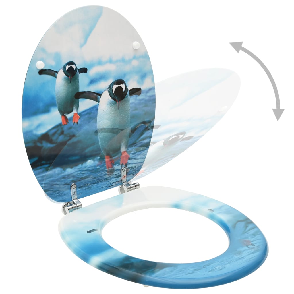toilet seat with lid, MDF, penguin design