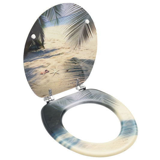 toilet seat with lid, MDF, beach design