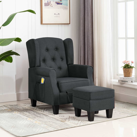массажное кресло с подставкой для ног, темно-серая ткань