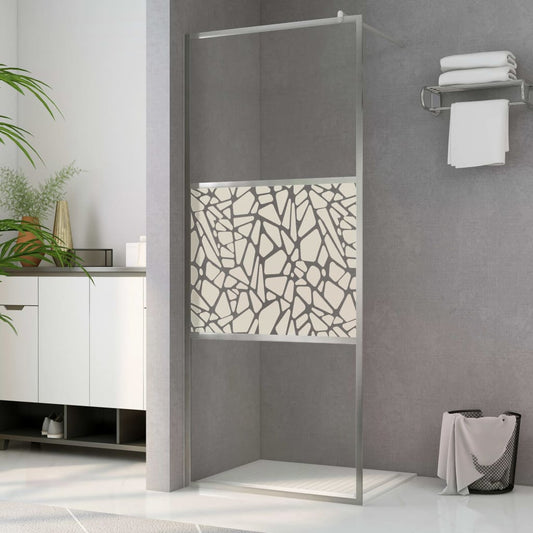 shower wall, ESG glass with stone design, 100x195 cm
