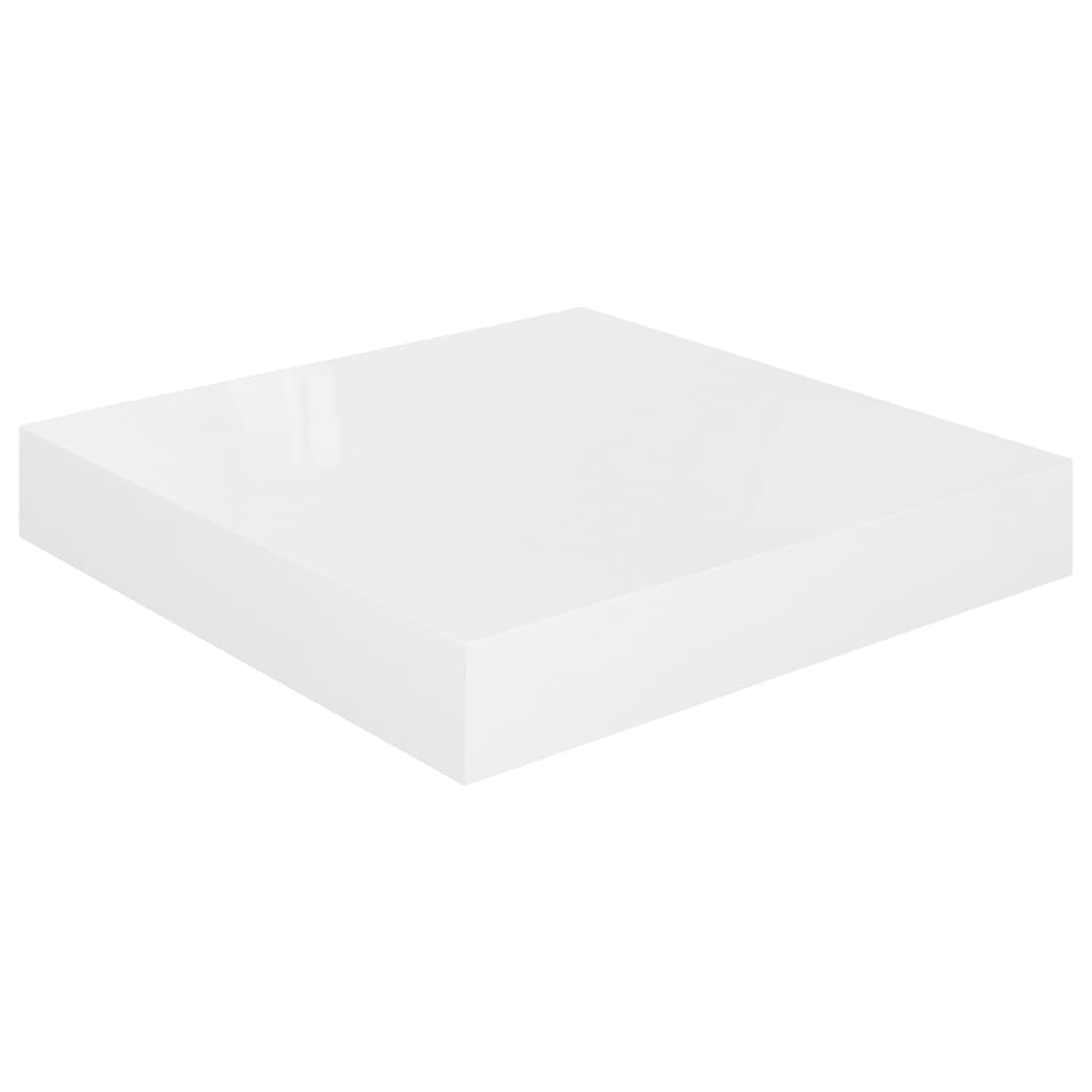 sienas plaukti, 2 gab., spīdīgi balti, 23x23,5x3,8 cm, MDF