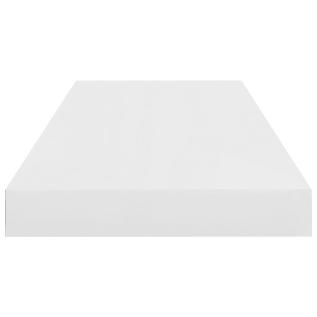 sienas plaukti, 2 gab., spīdīgi balti, 60x23,5x3,8 cm, MDF