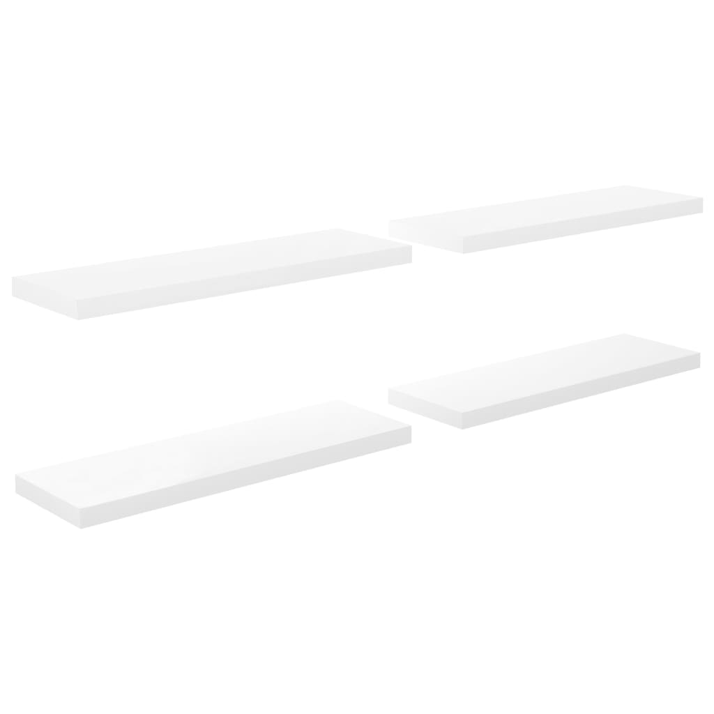 sienas plaukti, 4 gab., spīdīgi balti, 80x23,5x3,8 cm, MDF