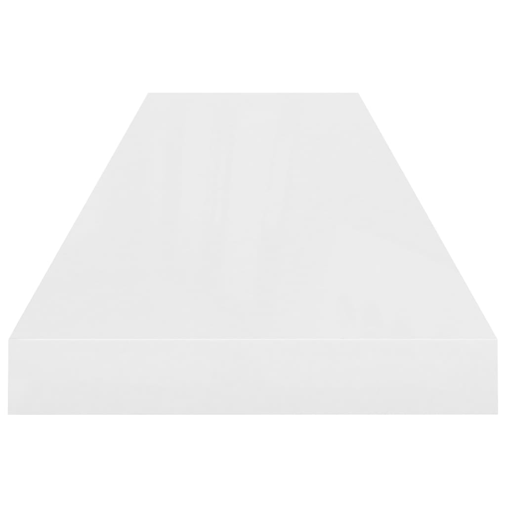 sienas plaukti, 4 gab., spīdīgi balti, 90x23,5x3,8 cm, MDF