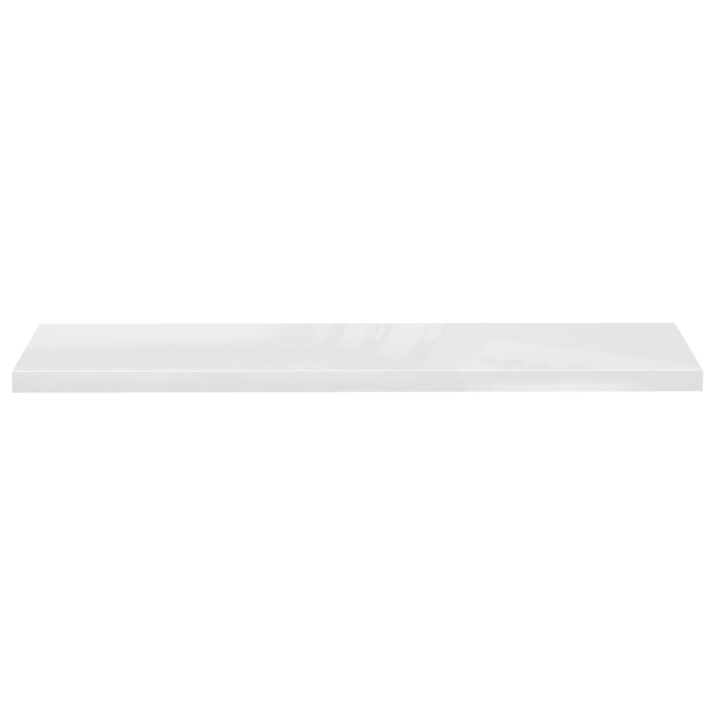 sienas plaukti, 2 gab., spīdīgi balti, 120x23,5x3,8 cm, MDF