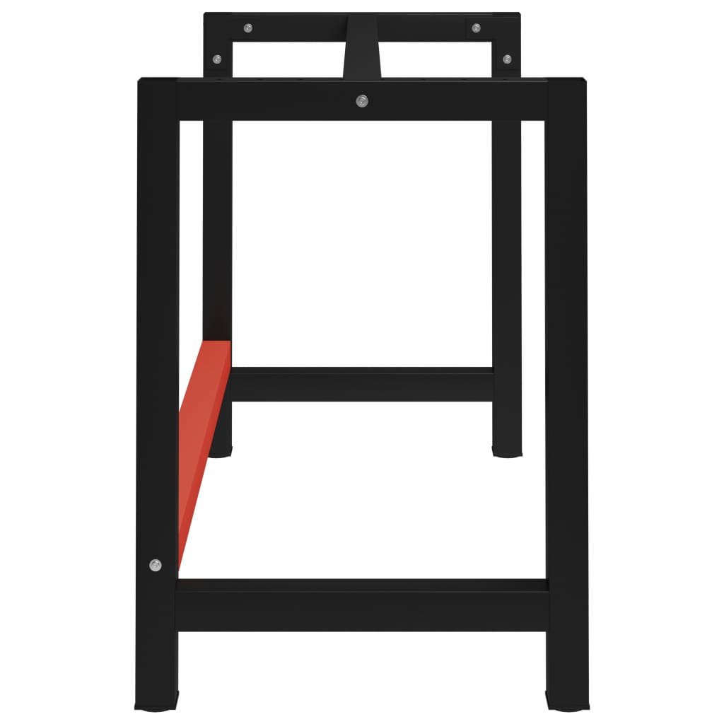 work table frame, metal, 120x57x79 cm, black and red