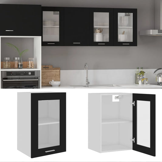 virtuves skapītis, melns, 40x31x60 cm, stikls, skaidu plāksne
