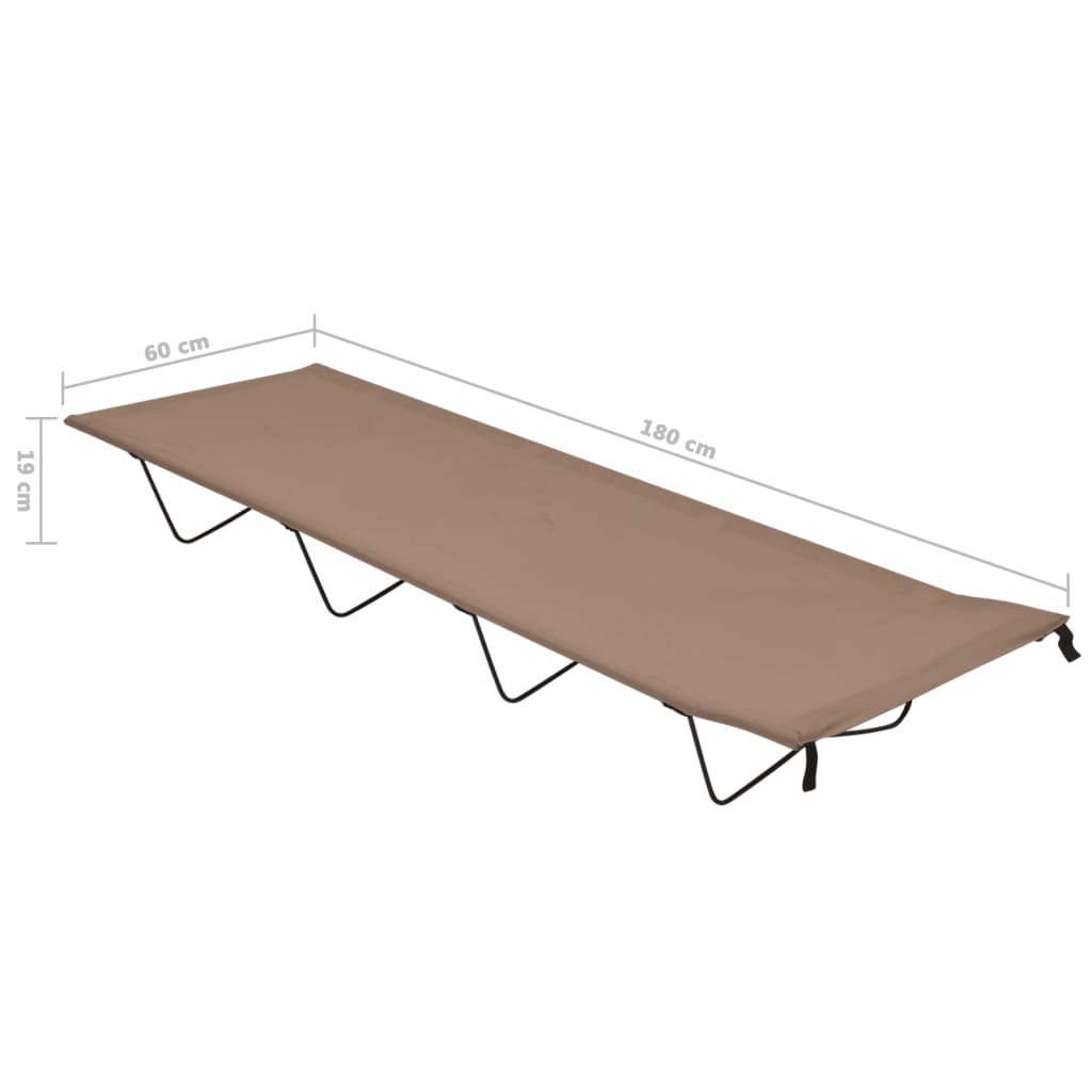 camping beds, 2 pcs., 180x60x19cm, gray-brown fabric, steel