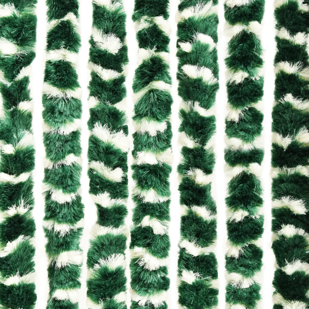 kukaiņu aizkars, 100x220 cm, zaļš un balts šenils