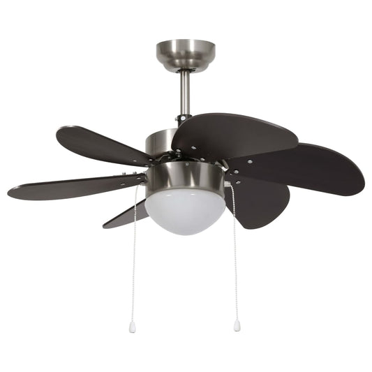 ceiling fan with lamp, 76 cm, dark brown