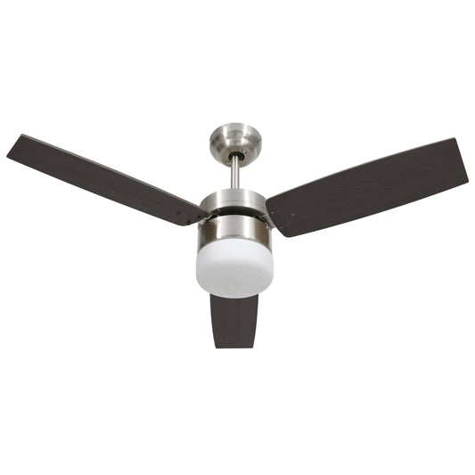 Потолочный вентилятор с лампой и пультом, 108 см, темно-коричневый