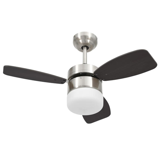 ceiling fan with lamp and remote control, 76 cm, dark brown
